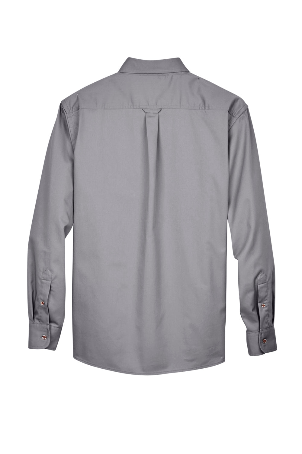 Harriton M500/M500T Wrinkle Resistant Long Sleeve Button Down Shirt w/ Pocket Dark Grey Flat Back