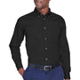 Harriton Mens Wrinkle Resistant Long Sleeve Button Down Shirt w/ Pocket - Black