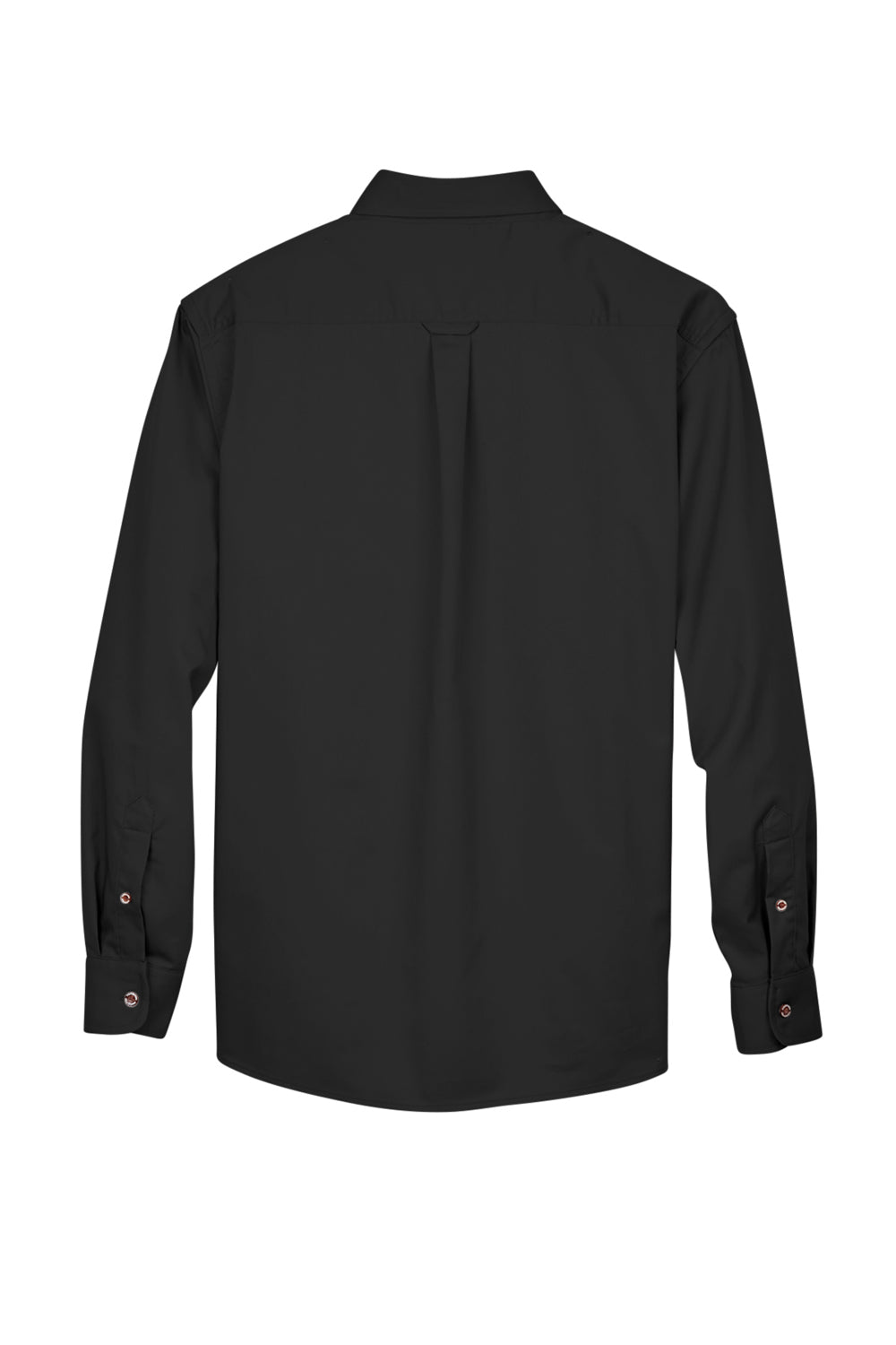Harriton M500/M500T Wrinkle Resistant Long Sleeve Button Down Shirt w/ Pocket Black Flat Back