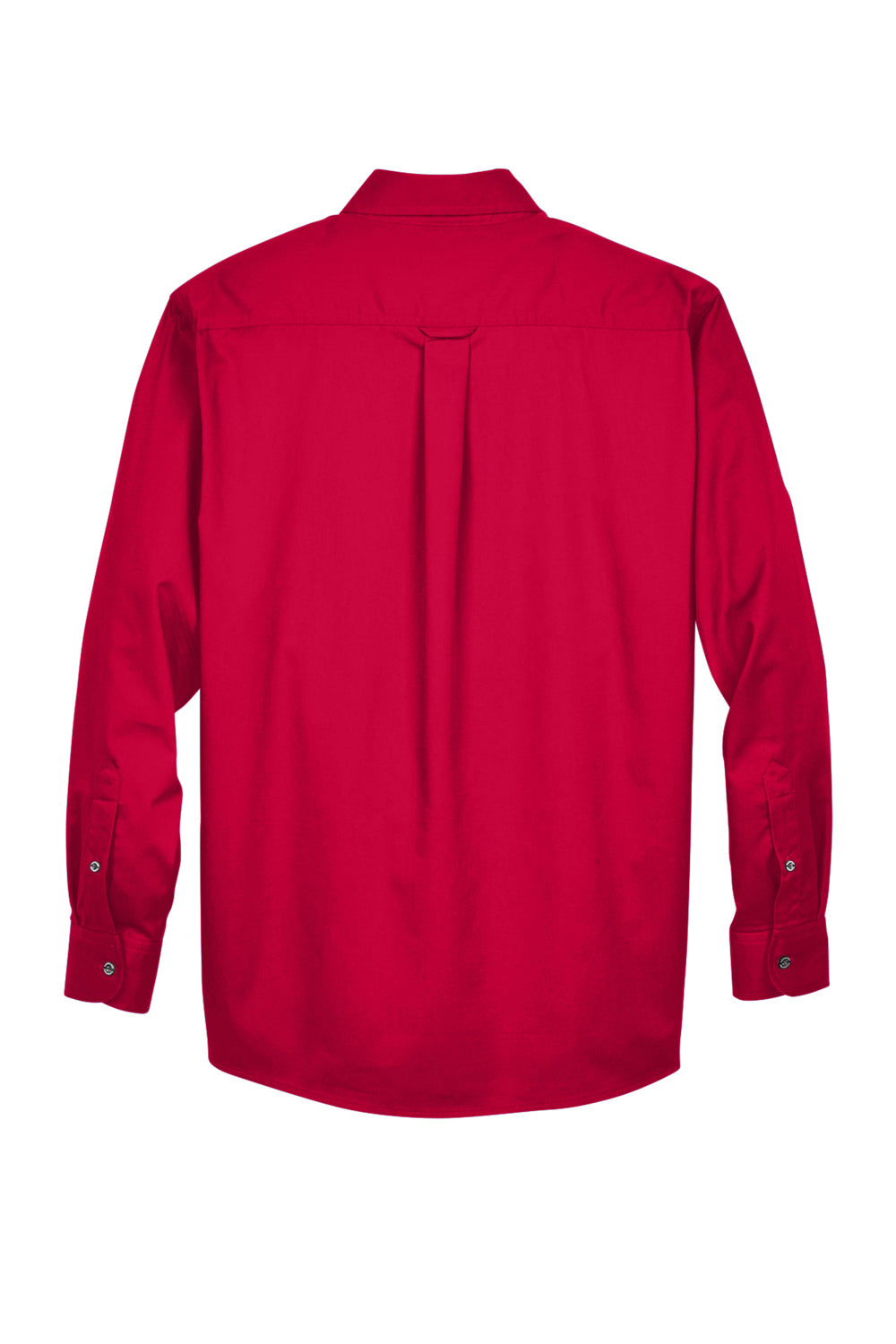 Harriton M500/M500T Wrinkle Resistant Long Sleeve Button Down Shirt w/ Pocket Red Flat Back