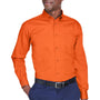 Harriton Mens Wrinkle Resistant Long Sleeve Button Down Shirt w/ Pocket - Team Orange