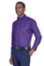 Harriton M500/M500T Wrinkle Resistant Long Sleeve Button Down Shirt w/ Pocket Team Purple 3Q