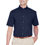 Harriton Mens Wrinkle Resistant Short Sleeve Button Down Shirt w/ Pocket - Navy Blue