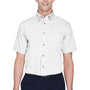 Harriton Mens Wrinkle Resistant Short Sleeve Button Down Shirt w/ Pocket - White