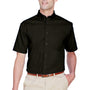 Harriton Mens Wrinkle Resistant Short Sleeve Button Down Shirt w/ Pocket - Black
