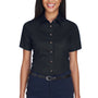 Harriton Womens Wrinkle Resistant Short Sleeve Button Down Shirt - Black