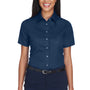 Harriton Womens Wrinkle Resistant Short Sleeve Button Down Shirt - Navy Blue