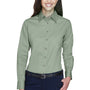 Harriton Womens Wrinkle Resistant Long Sleeve Button Down Shirt - Dill Green