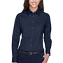 Harriton Womens Wrinkle Resistant Long Sleeve Button Down Shirt - Navy Blue