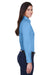 Harriton M500W Womens Wrinkle Resistant Long Sleeve Button Down Shirt Light College Blue Side