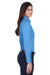 Harriton M500W Womens Wrinkle Resistant Long Sleeve Button Down Shirt Nautical Blue Side