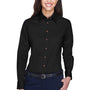 Harriton Womens Wrinkle Resistant Long Sleeve Button Down Shirt - Black