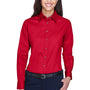 Harriton Womens Wrinkle Resistant Long Sleeve Button Down Shirt - Red