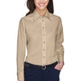 Harriton Womens Wrinkle Resistant Long Sleeve Button Down Shirt - Stone