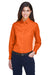 Harriton M500W Womens Wrinkle Resistant Long Sleeve Button Down Shirt Orange Front