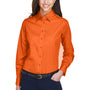 Harriton Womens Wrinkle Resistant Long Sleeve Button Down Shirt - Team Orange