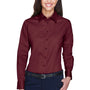 Harriton Womens Wrinkle Resistant Long Sleeve Button Down Shirt - Wine
