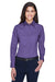 Harriton M500W Womens Wrinkle Resistant Long Sleeve Button Down Shirt Purple Front