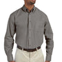 Harriton Mens Essential Long Sleeve Button Down Shirt w/ Pocket - Dark Grey