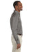 Harriton M510 Mens Essential Long Sleeve Button Down Shirt w/ Pocket Dark Grey Side