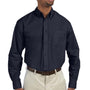 Harriton Mens Essential Long Sleeve Button Down Shirt w/ Pocket - Navy Blue