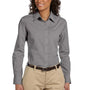 Harriton Womens Essential Long Sleeve Button Down Shirt - Dark Grey