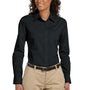Harriton Womens Essential Long Sleeve Button Down Shirt - Black
