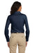 Harriton M510W Womens Essential Long Sleeve Button Down Shirt Navy Blue Back