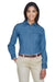 Harriton M550W Womens Denim Long Sleeve Button Down Shirt Light Blue Front