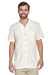 Harriton M560 Mens Barbados Wrinkle Resistant Short Sleeve Button Down Camp Shirt w/ Pocket Cream Front
