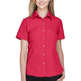 Harriton Womens Barbados Wrinkle Resistant Short Sleeve Button Down Camp Shirt - Parrot Red