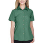 Harriton Womens Barbados Wrinkle Resistant Short Sleeve Button Down Camp Shirt - Palm Green