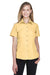Harriton M560W Womens Barbados Wrinkle Resistant Short Sleeve Button Down Camp Shirt Pineapple Yellow Front