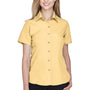 Harriton Womens Barbados Wrinkle Resistant Short Sleeve Button Down Camp Shirt - Pineapple Yellow