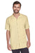 Harriton M570 Mens Bahama Wrinkle Resistant Short Sleeve Button Down Camp Shirt w/ Pocket Sand Brown Front