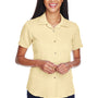 Harriton Womens Bahama Wrinkle Resistant Short Sleeve Button Down Camp Shirt - Sand