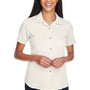 Harriton Womens Bahama Wrinkle Resistant Short Sleeve Button Down Camp Shirt - Cream