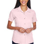 Harriton Womens Bahama Wrinkle Resistant Short Sleeve Button Down Camp Shirt - Blush Pink