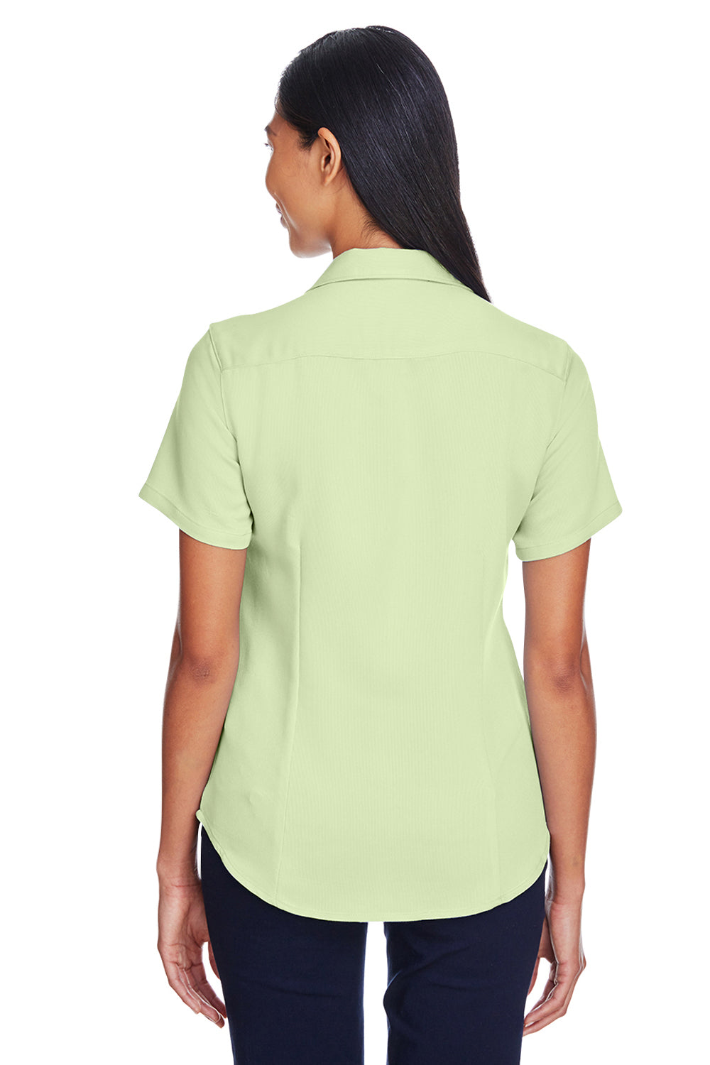 Harriton M570W Womens Bahama Wrinkle Resistant Short Sleeve Button Down Camp Shirt Green Mist Back