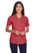 Harriton M570W Womens Bahama Wrinkle Resistant Short Sleeve Button Down Camp Shirt Tile Red Front