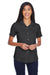Harriton M570W Womens Bahama Wrinkle Resistant Short Sleeve Button Down Camp Shirt Black Front