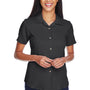 Harriton Womens Bahama Wrinkle Resistant Short Sleeve Button Down Camp Shirt - Black