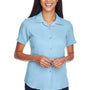 Harriton Womens Bahama Wrinkle Resistant Short Sleeve Button Down Camp Shirt - Cloud Blue