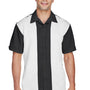 Harriton Mens Bahama Wrinkle Resistant Short Sleeve Button Down Camp Shirt - Black/Cream