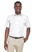 Harriton M580 Mens Key West Performance Short Sleeve Button Down Shirt w/ Double Pockets White Front