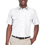 Harriton Mens Key West Performance Moisture Wicking Short Sleeve Button Down Shirt w/ Double Pockets - White