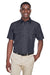 Harriton M580 Mens Key West Performance Short Sleeve Button Down Shirt w/ Double Pockets Charcoal Grey Front