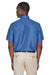 Harriton M580 Mens Key West Performance Short Sleeve Button Down Shirt w/ Double Pockets Pool Blue Back
