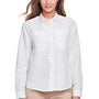 Harriton Womens Key West Performance Moisture Wicking Long Sleeve Button Down Shirt w/ Pocket - White
