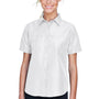 Harriton Womens Key West Performance Short Sleeve Button Down Shirt w/ Double Pockets - White
